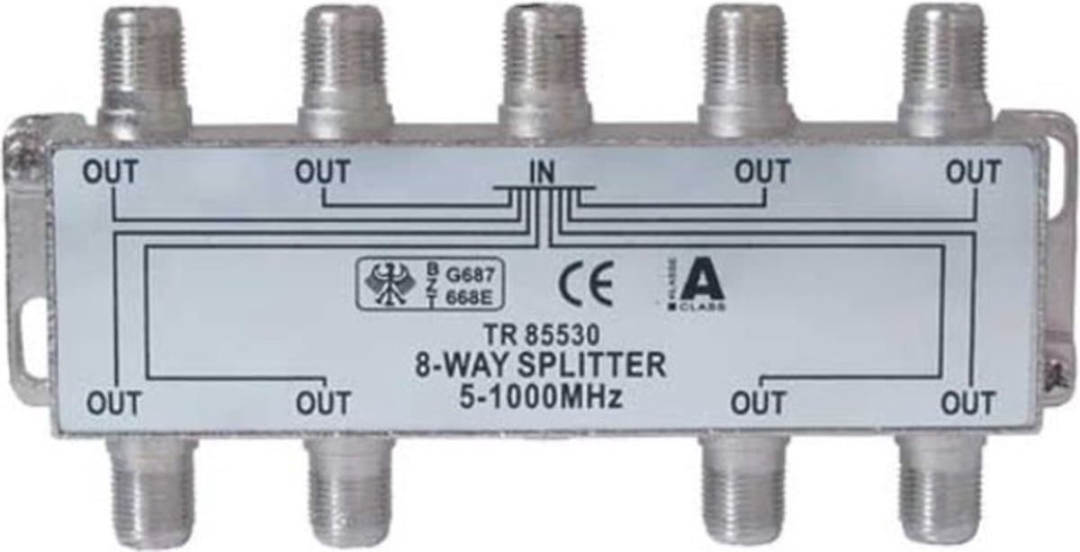 F splitter met 8 uitgangen / 5-1000 MHz