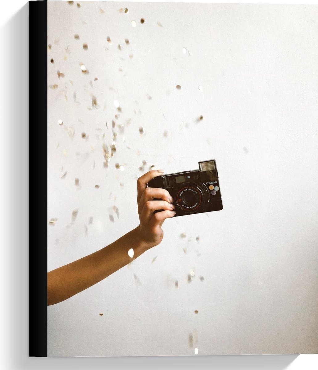 Canvas  - Met Glitter Bestrooide Camera - 30x40cm Foto op Canvas Schilderij (Wanddecoratie op Canvas)