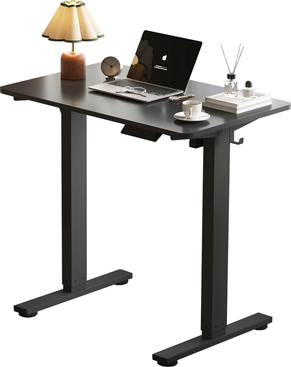 Worktrainer MiniDesk Elektrisch Zit-Sta Bureau Zwart – Verstelbaar Bureau met Memoryfunctie – Ergonomisch Bureau voor Thuiswerken en Kantoor – 73-118 cm