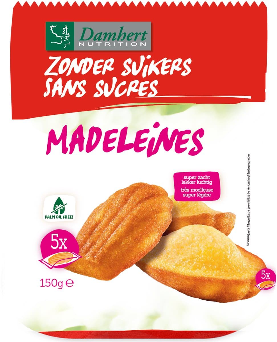 Damhert Glutenvrije Madeleines Suikervrij 150GR