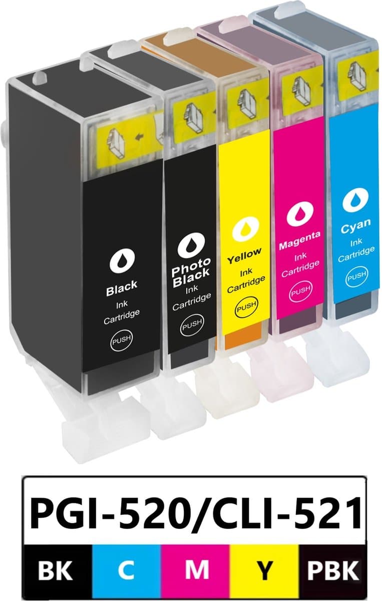 Huismerk geschikt voor Canon PGI-520 / CLI-521 XL inktcartridges - MP560 - MP640 - MP550 - MP620 - MP540