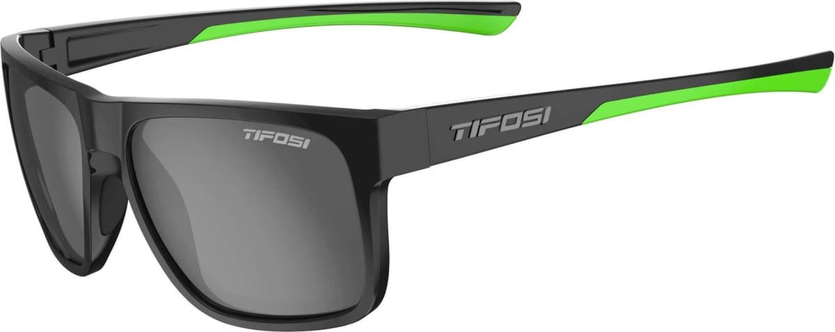 TIFOSI Swick Sportbril / Zonnebril - Satin Black-Neon - Gepolariseerde Smoke lenzen - Pasvorm L-XL