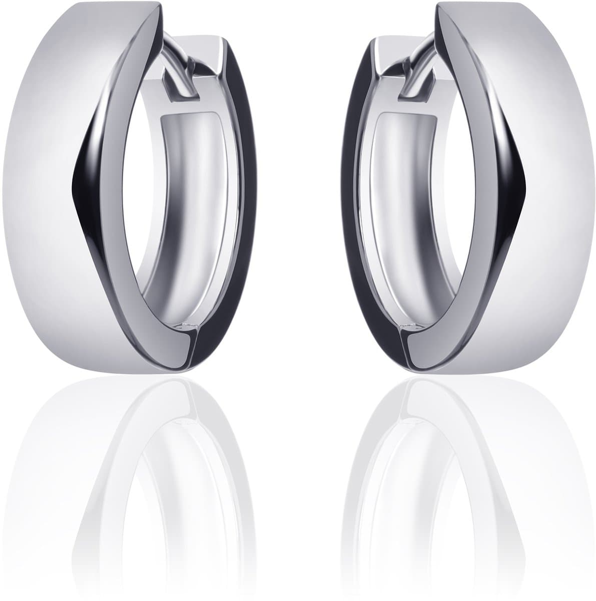 Jewels Inc. - Oorbellen - Oorringen met Scharnier - Vlak Glad - 5mm Breed - 18mmØ - Gerhodineerd Zilver 925
