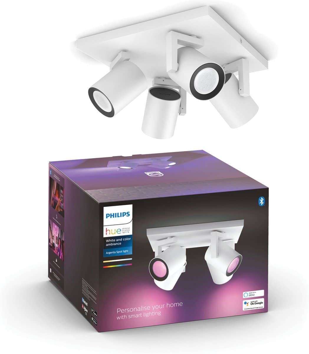 Philips Hue Argenta Opbouwspot White and Color - Wit - 4-spots