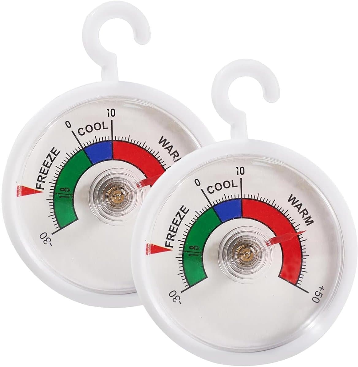 Koelkast Vriezer Thermometer - Temperatuurmeter - Voedsel Bewaren - Gekleurde Zones - 2 Stuks - Wit