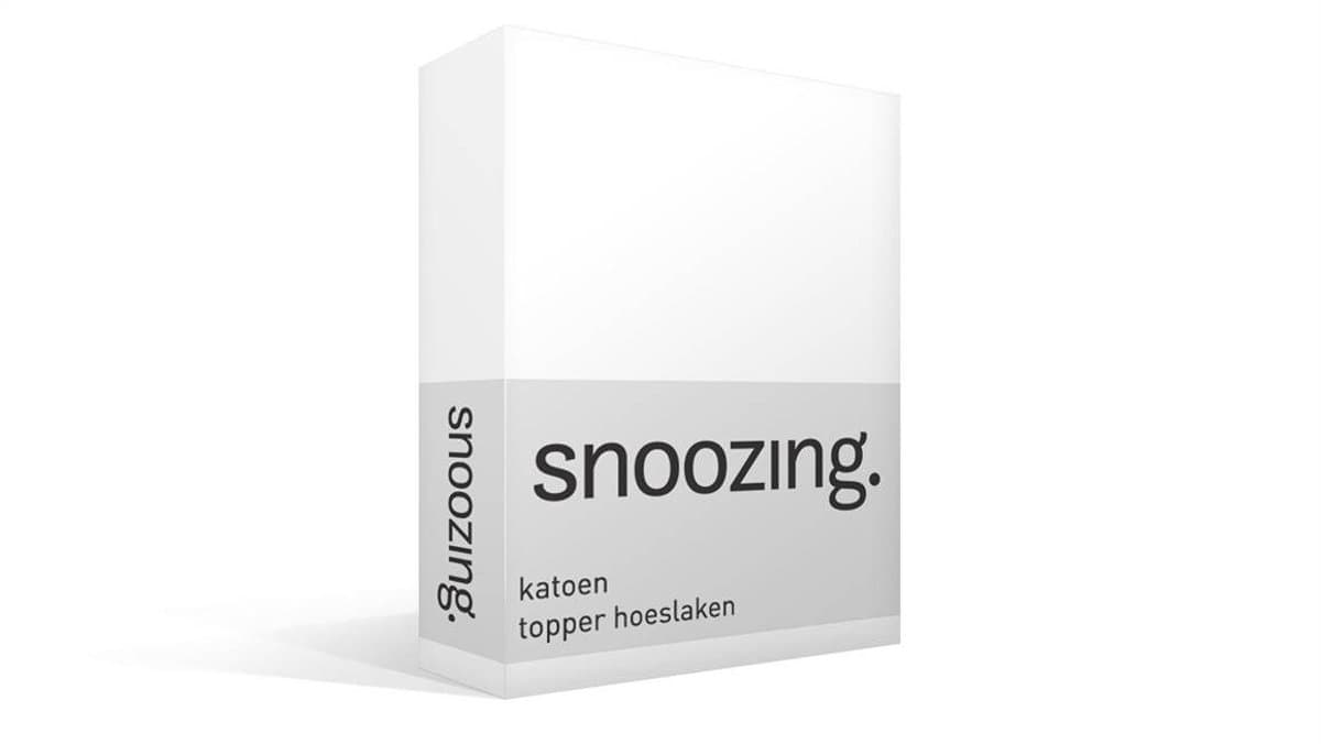 Snoozing - Katoen - Topper - Hoeslaken - Tweepersoons - 120x200 cm - Wit