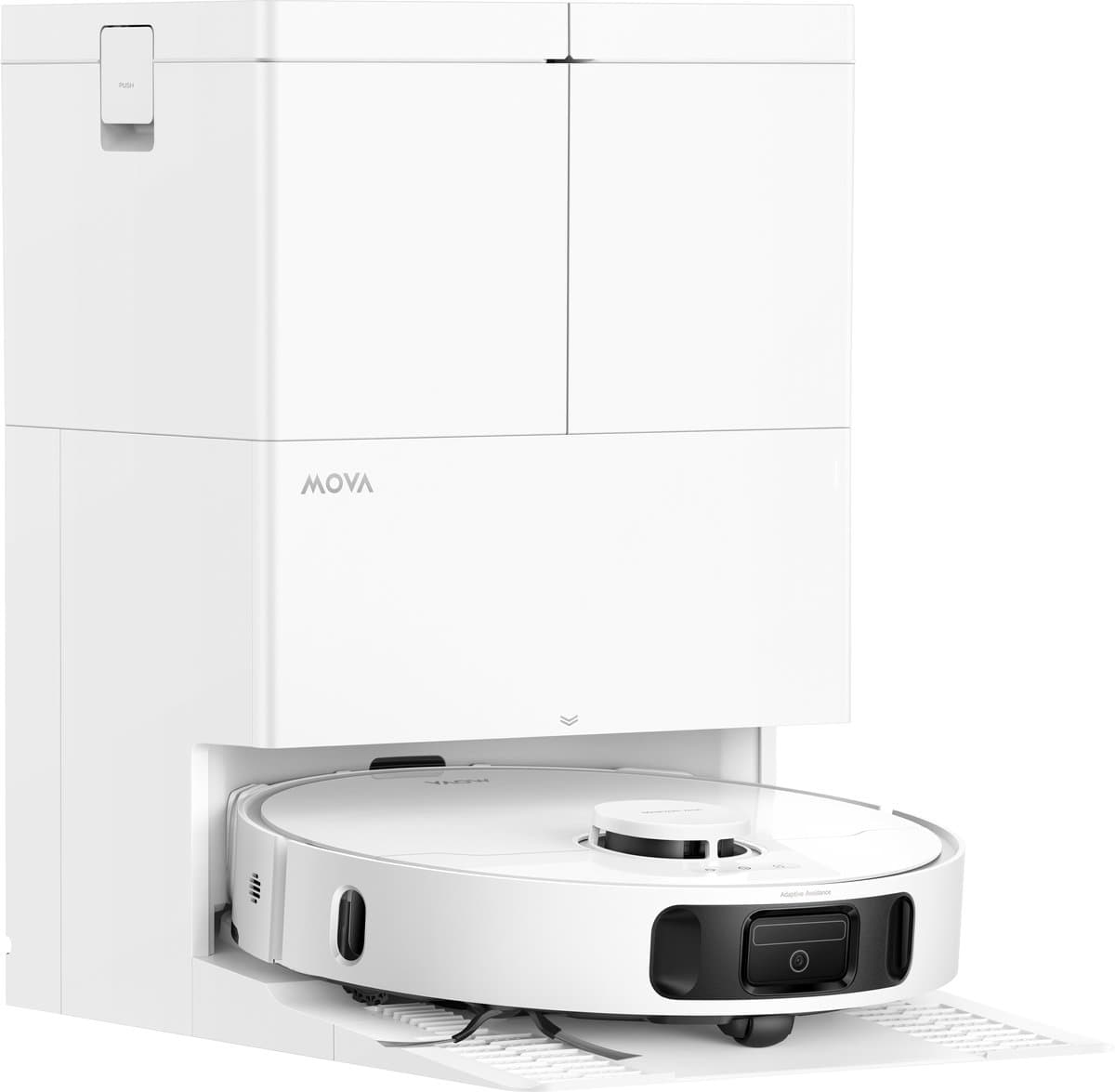 Mova E50 Ultra Robotstofzuiger Wit - Dweilfunctie - Automatisch legen & bijvullen - 30.000 Pa zuigkracht - Grote woning - Tapijt - Parket - Harde vloeren - Huisdierenhaar - Zelfreinigend station - Randreiniging - Grote watertank - Hardnekkig vuil