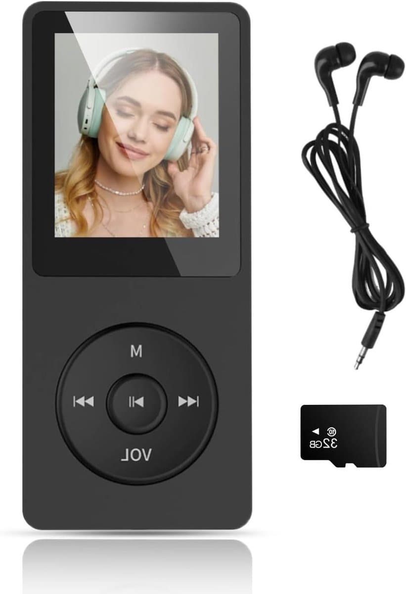 Draagbare Muziekspeler - Digitale MP3 - Muziek Luisteren - Ingebouwde Speaker - 32GB Geheugen - Zwart