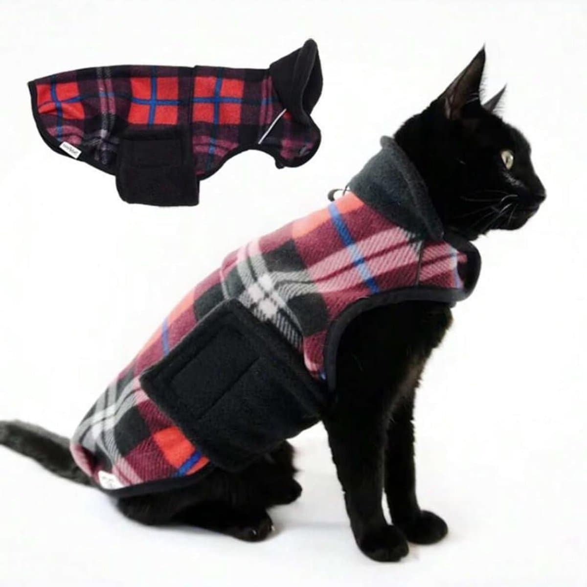 Kattenjas met Rolkraag - Huisdier Hoodie - Warm Houden - Winddicht Ontwerp - Maat L - Rood