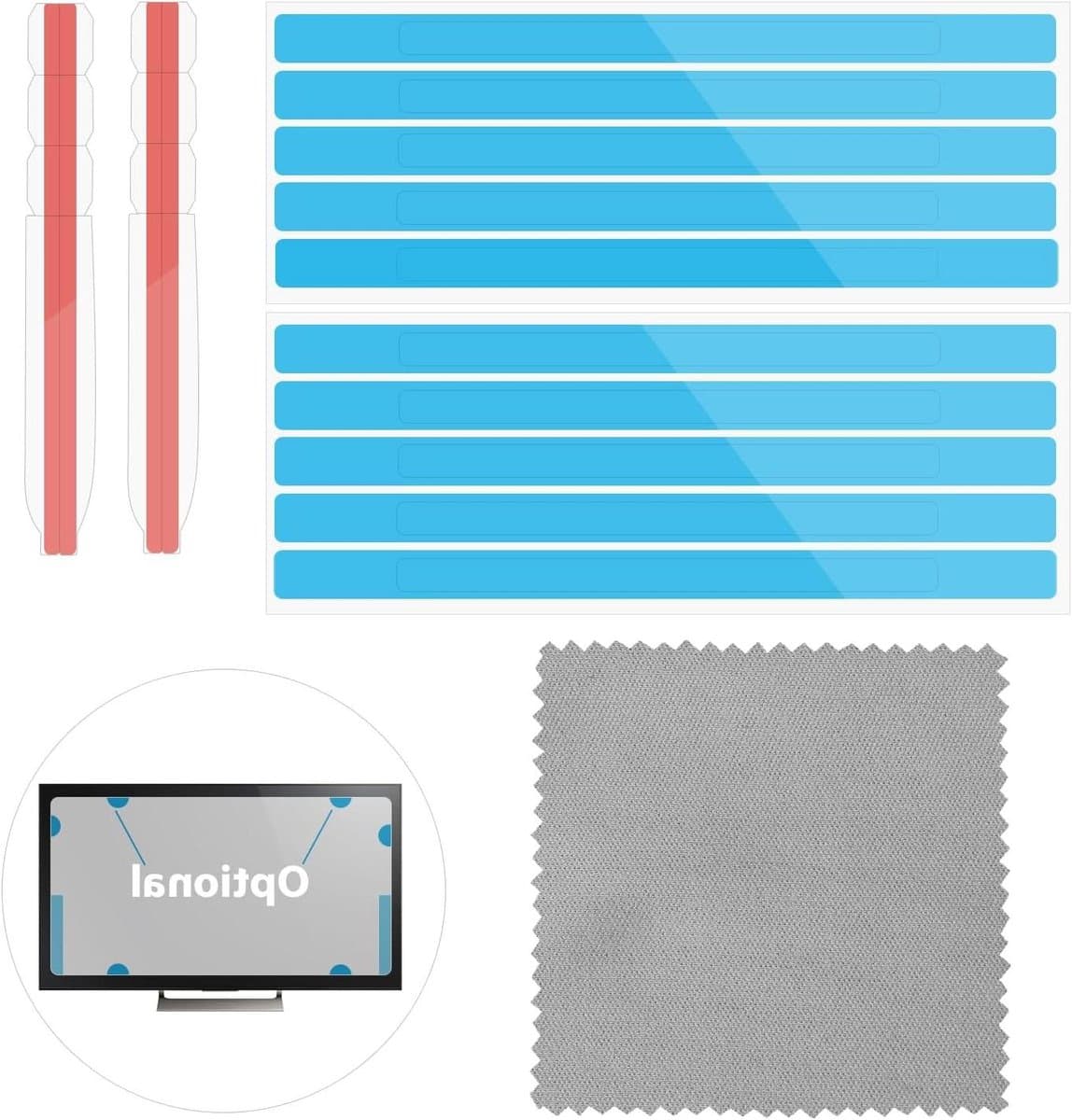 Privacy Strips - Bevestiging Tabs - Scherm Installatie - Zelfklevend en Herbruikbaar - 19 cm Strips - Blauw