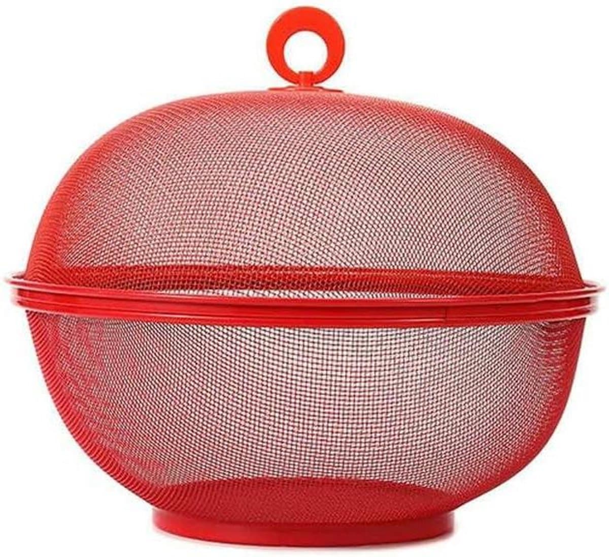 Fruit Mand - Opbergdoos Keuken - Voedsel Beschermen - Ademende Mesh Structuur - 25 cm - Rood