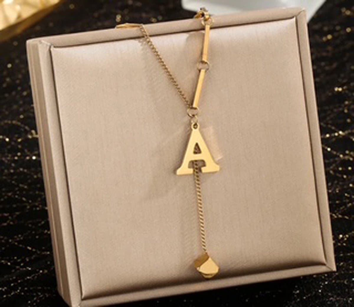 JP Family Jewelry - Luxe Halsketting - Dubbel Verguld RVS, Lengte 40+5 cm - Letter A
