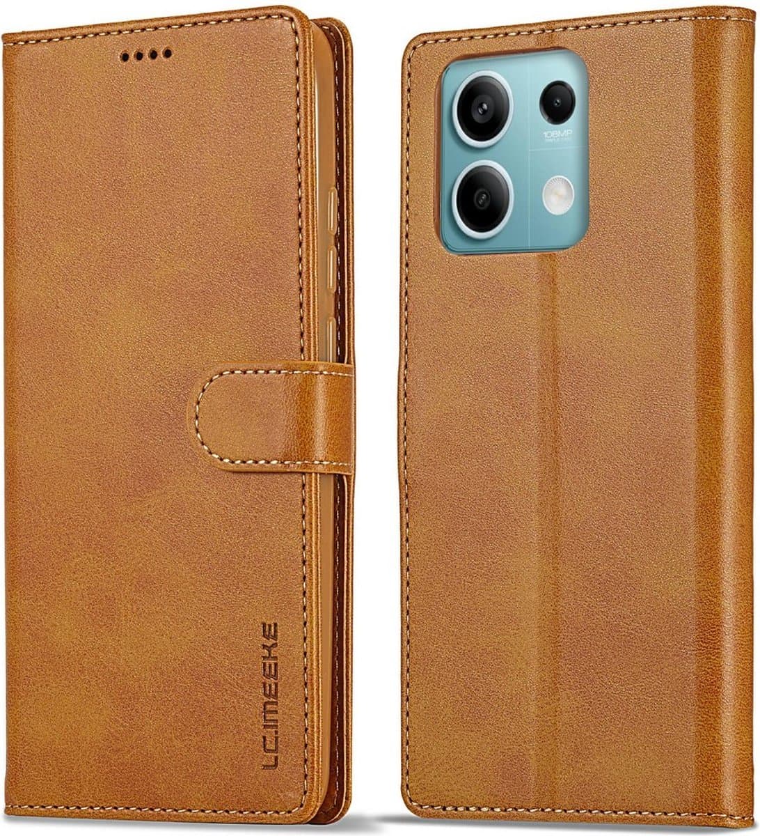 LC.IMEEKE Hoesje - Geschikt voor Xiaomi Redmi Note 13 Pro 5G / Poco X6 Hoesje - LC.IMEEKE Luxe Book Case - Bruin