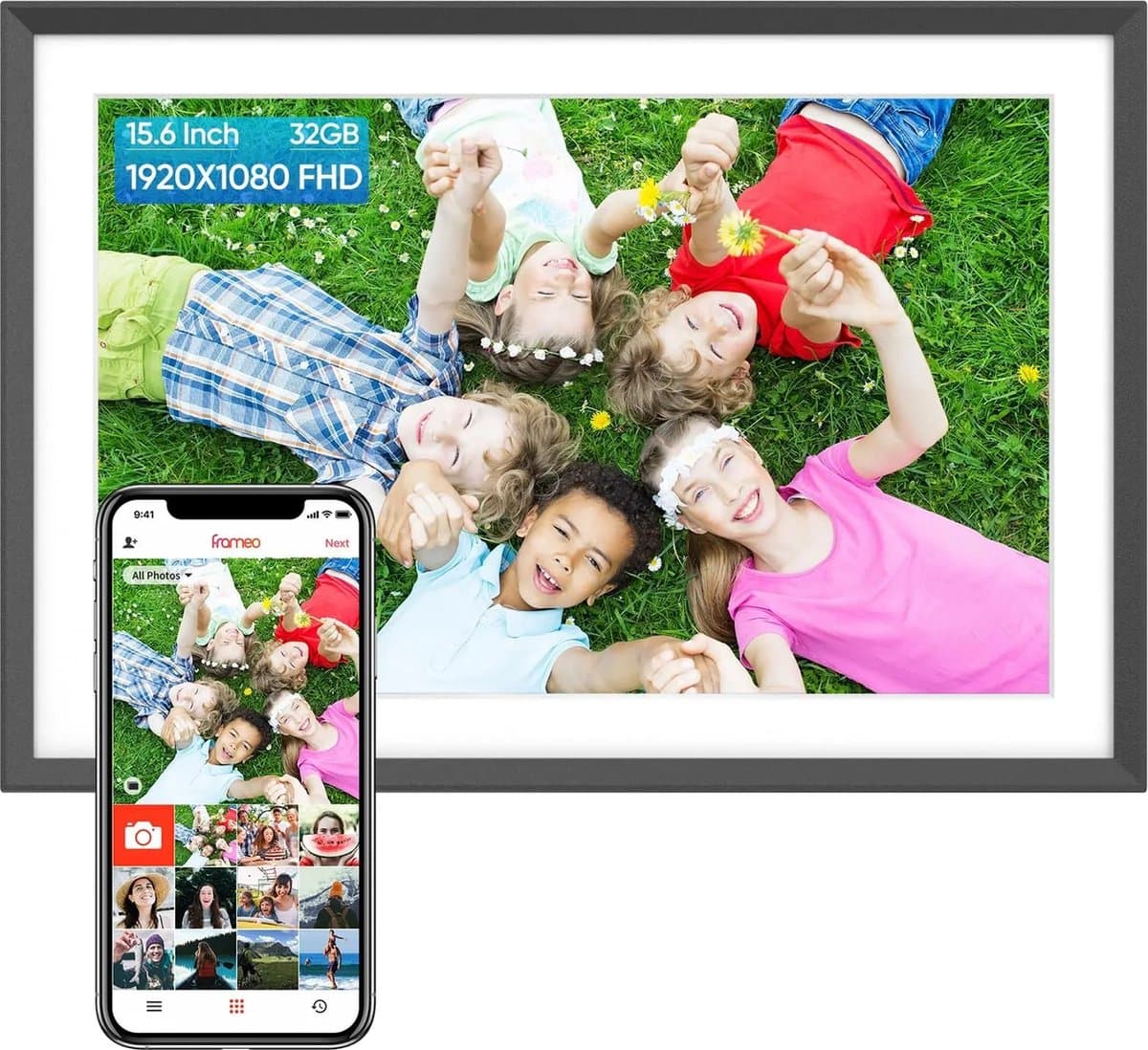 Arzopa - Digitaal Fotolijstje - Frameo - Digitale Fotolijst Met Wifi - Digitale Fotokader - Digitale Fotolijst 10 Inch - 1920x1080P - 32GB