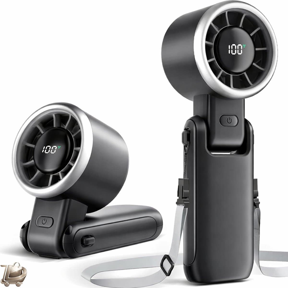 Mini Handventilator met Oplaadbare Batterij - Draagbare Zakventilator - 5 Snelheden met LED Display - Opvouwbare USB Ventilator - Compacte Reisventilator voor Kantoor en Outdoor - Kleine Handventilator Zwart