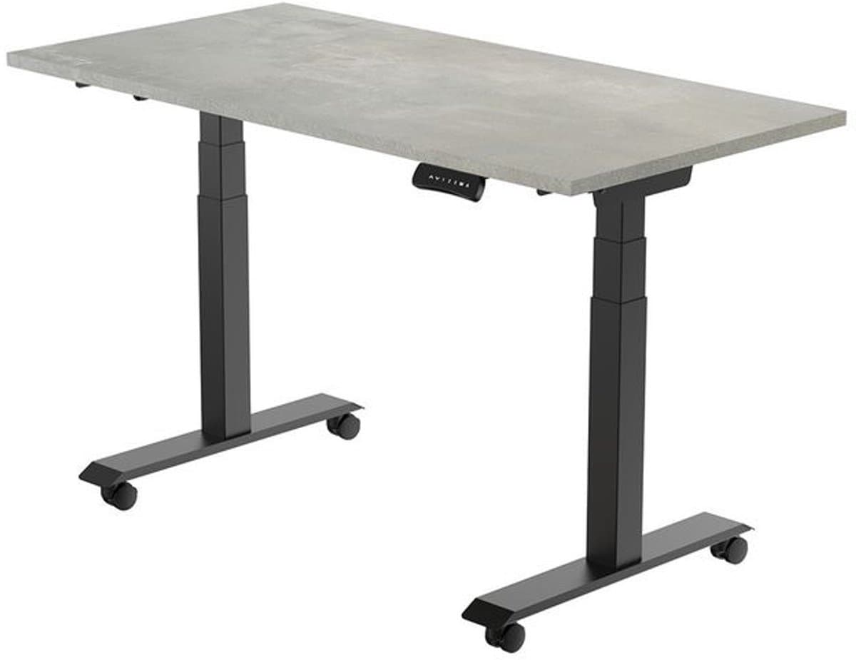 Euroseats Elektrisch Bureau - verstelbaar, opklapbaar en verrijdbaar - 180x80 cm - Zwart frame - Betonlook grijs