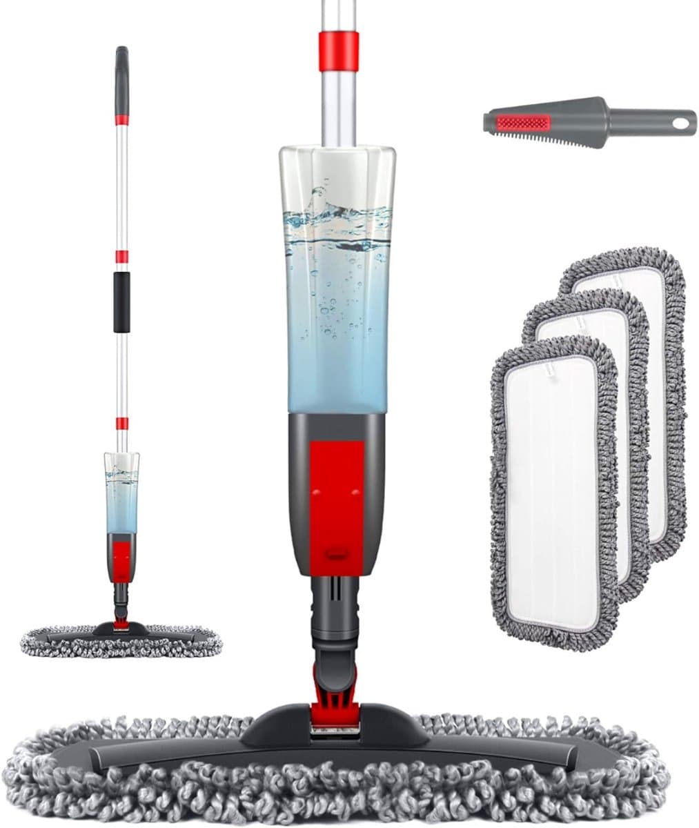 Nexvo® Dweil met spray - Dweil - Mop - Rood - ‎43cm x 17cm x 120cm