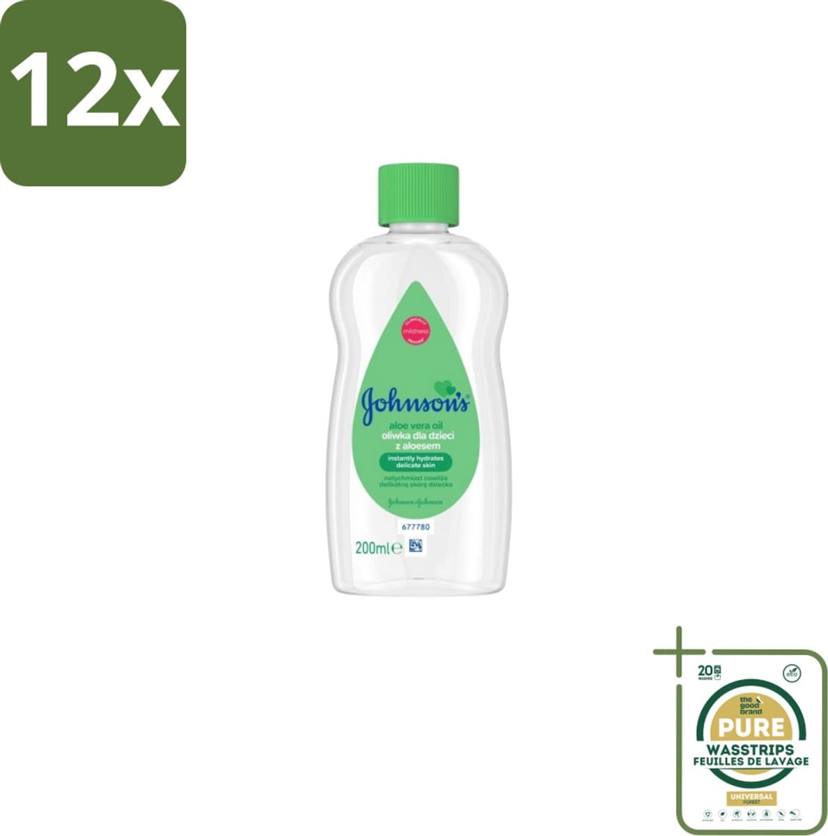 Johnson's - Baby Olie - Aloe Vera - 300 ml - Voordeelverpakking - 12 stuks - Droge huid - Gevoelige huid