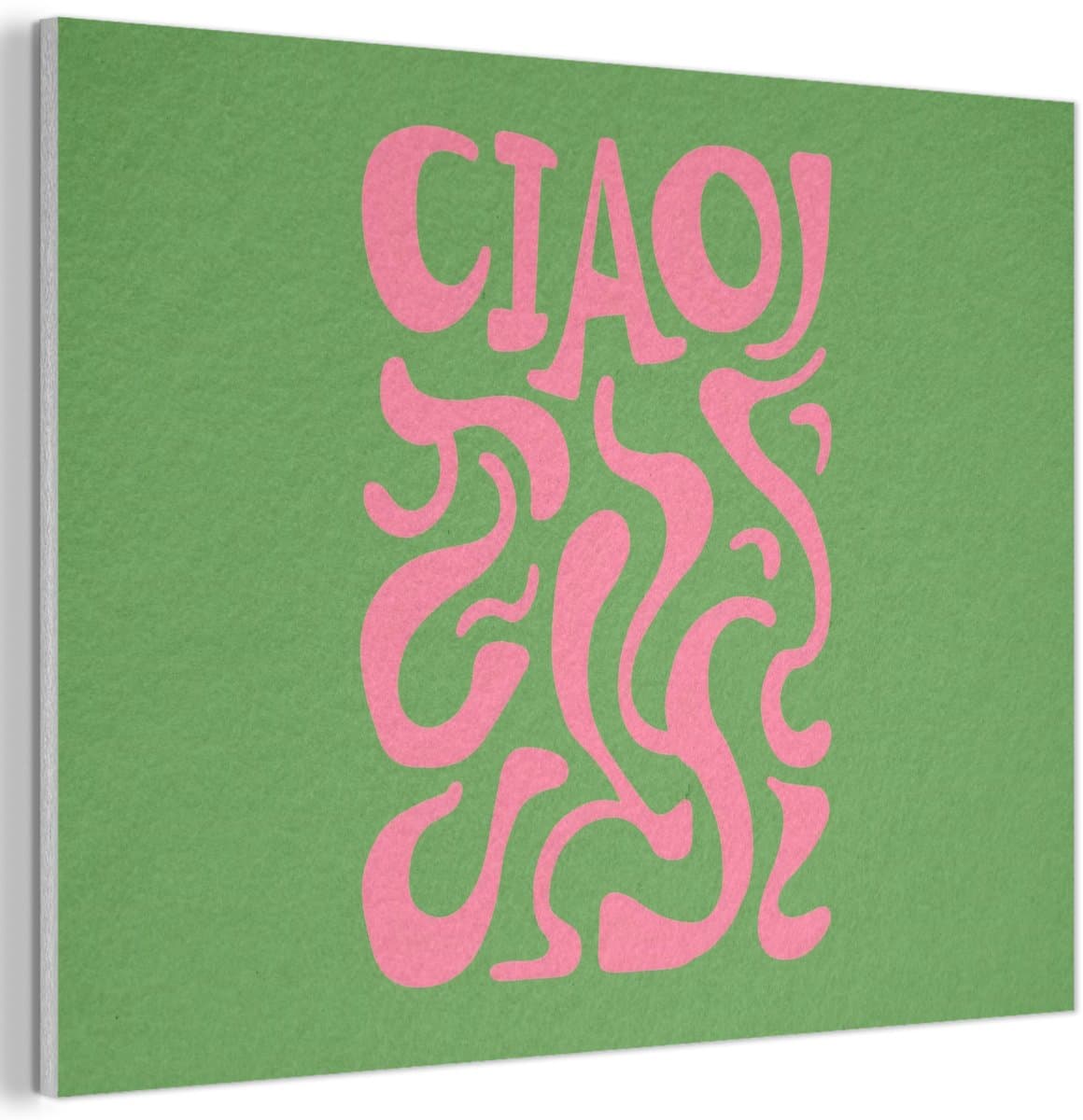Akoestisch wandpaneel 40x30 cm - Vilt schilderij Abstract - Roze - Ciao - Vormen - Akoestische panelen - Geluidsdempende wanddecoratie - Geluidsisolatie woonkamer - Muurdecoratie geluidspanelen