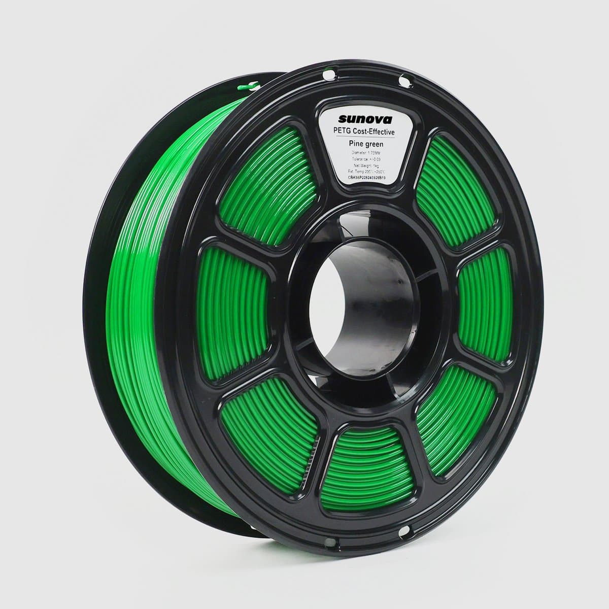 Sunova PETG 3D Printer Filament – 1KG PETG Spool – 1.75 mm – ±0.02mm Precisie – Sterke Laaghechting – Milieuvriendelijke – Groen