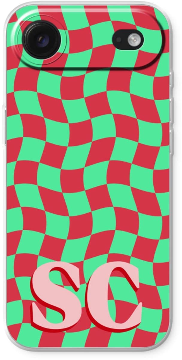 Gepersonaliseerd - Case Company® - Hoesje geschikt voor iPhone Air hoesje - Grid Monogram - Soft Cover Telefoonhoesje - Bescherming aan alle Kanten en Schermrand