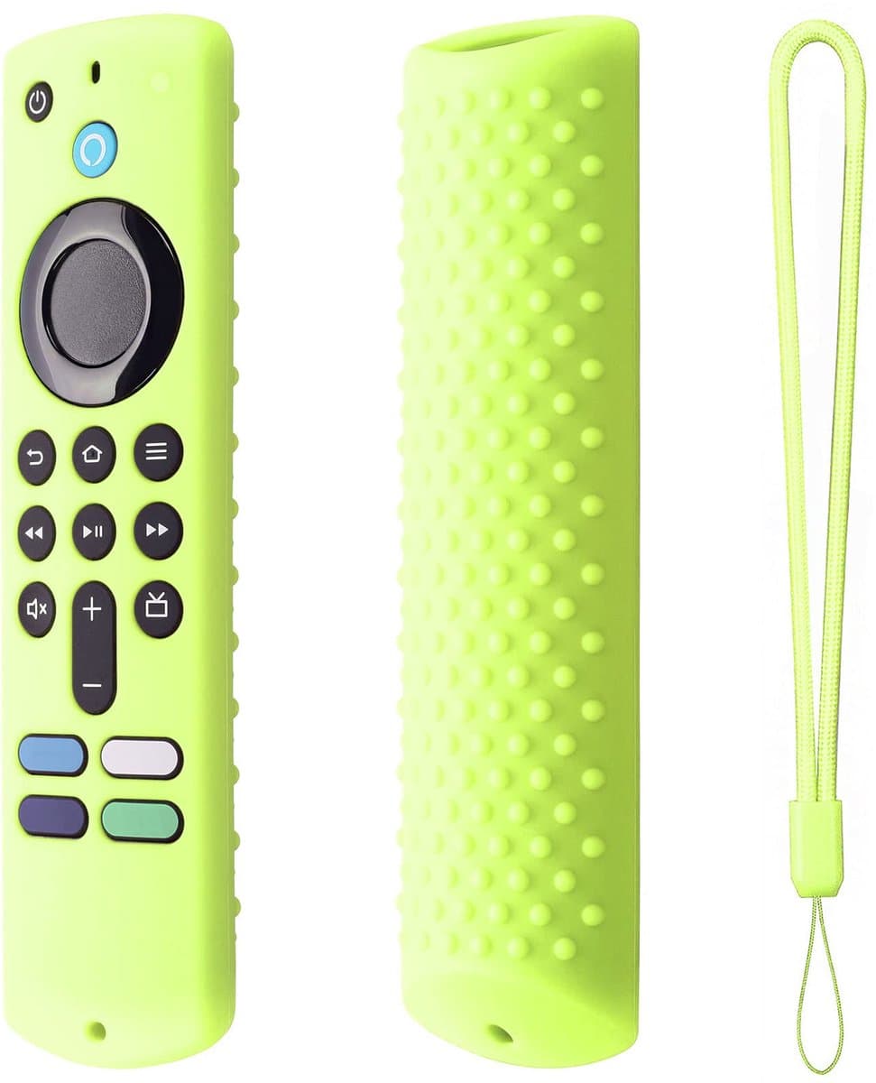 Afstandsbedieningshoes, beschermhoes voor afstandsbediening, siliconen hoes met koord, antislip siliconen hoes voor Fire TV Stick, antislip siliconen beschermhoes (groen)