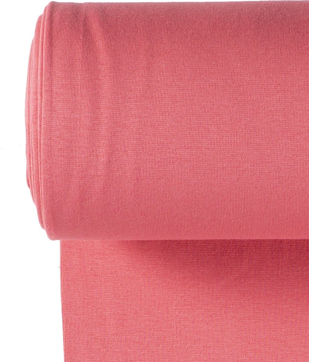 Boordstof Uni Rondgebreid 35 cm per Meter – Koraal Rood – Elastische Boordstof voor Mouwen, Hals & Taille