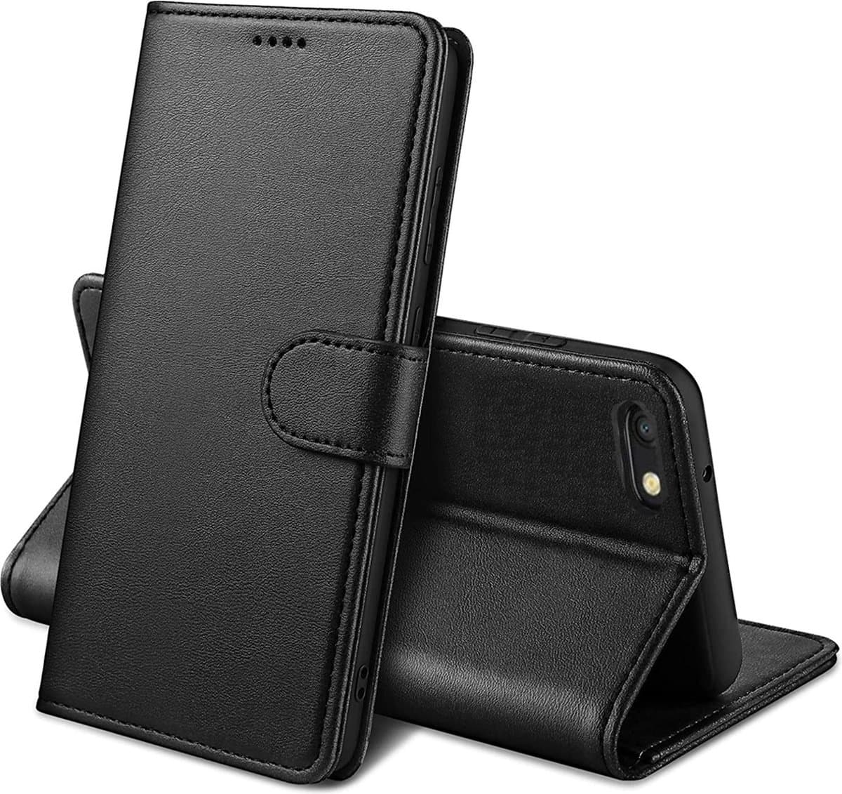 Hoesje Portemonnee voor iPhone 6 Plus Zwarte portemonnee met magnetische klep en kaartopslag