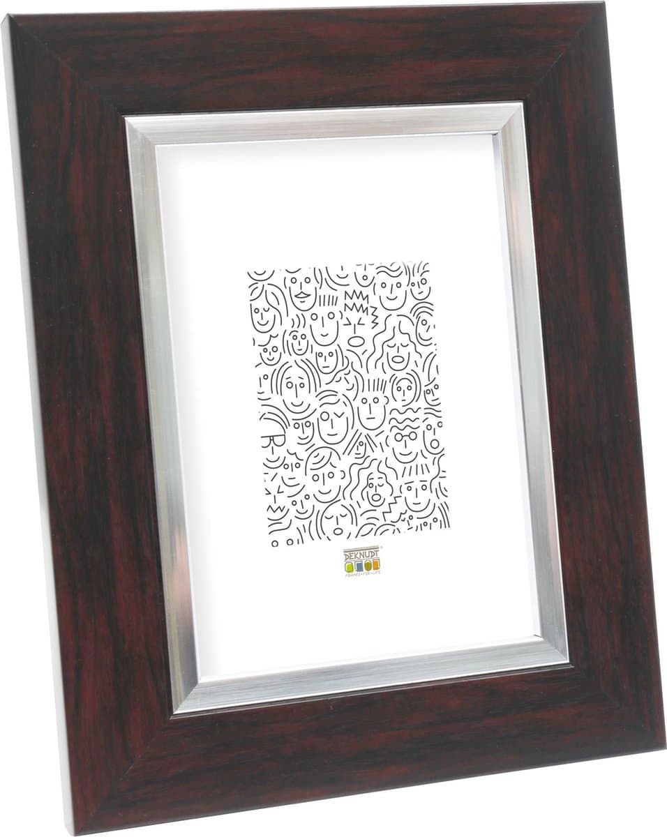 Deknudt Frames fotolijst S41NH4 - bruin met zilverbies - 10x15 cm