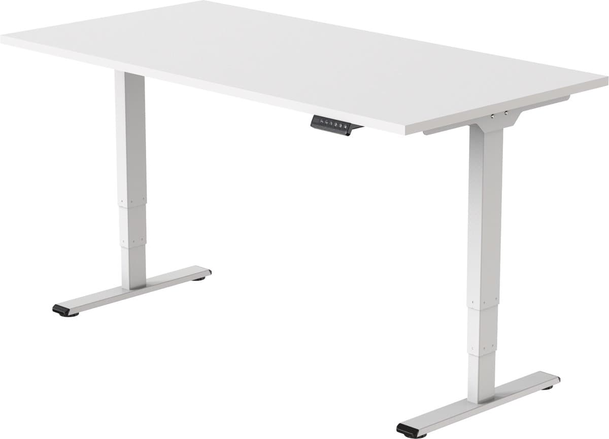 OrangeLabel elektrisch zit/sta bureau Eco frame wit. Voldoet aan de NEN EN 527. Inclusief wit blad maat 120x80