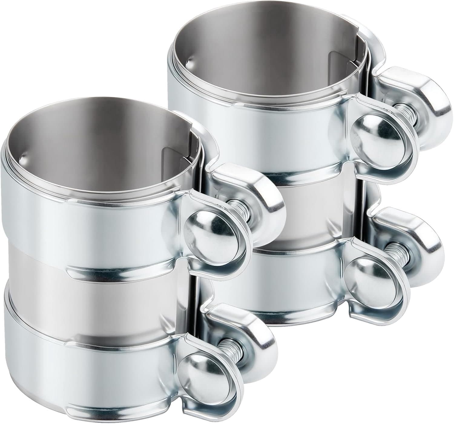DOCAS 2 stuks Ø 42 mm x 95 mm lengte dubbele uitlaatklem, roestvrij staal, buisverbinder, universele - ShopVlot