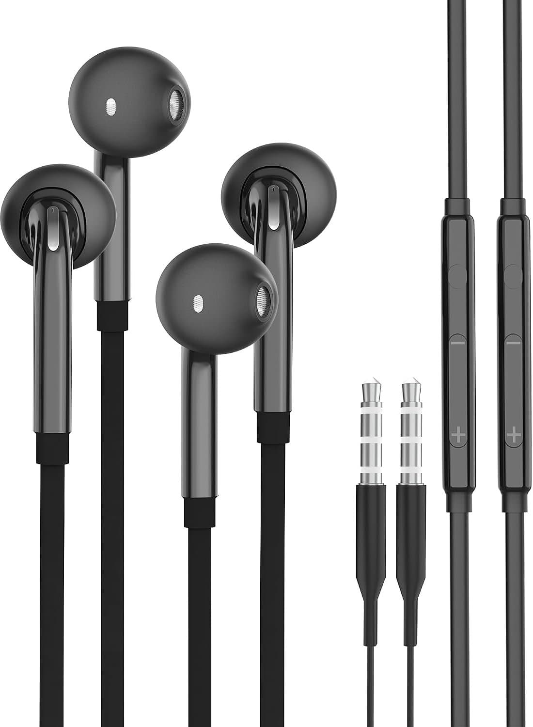 Bedrade hoofdtelefoon 3,5 mm met microfoon (2 stuks) telefoon compatibel met Samsung laptop pc in-ear hoofdtelefoon - ShopVlot
