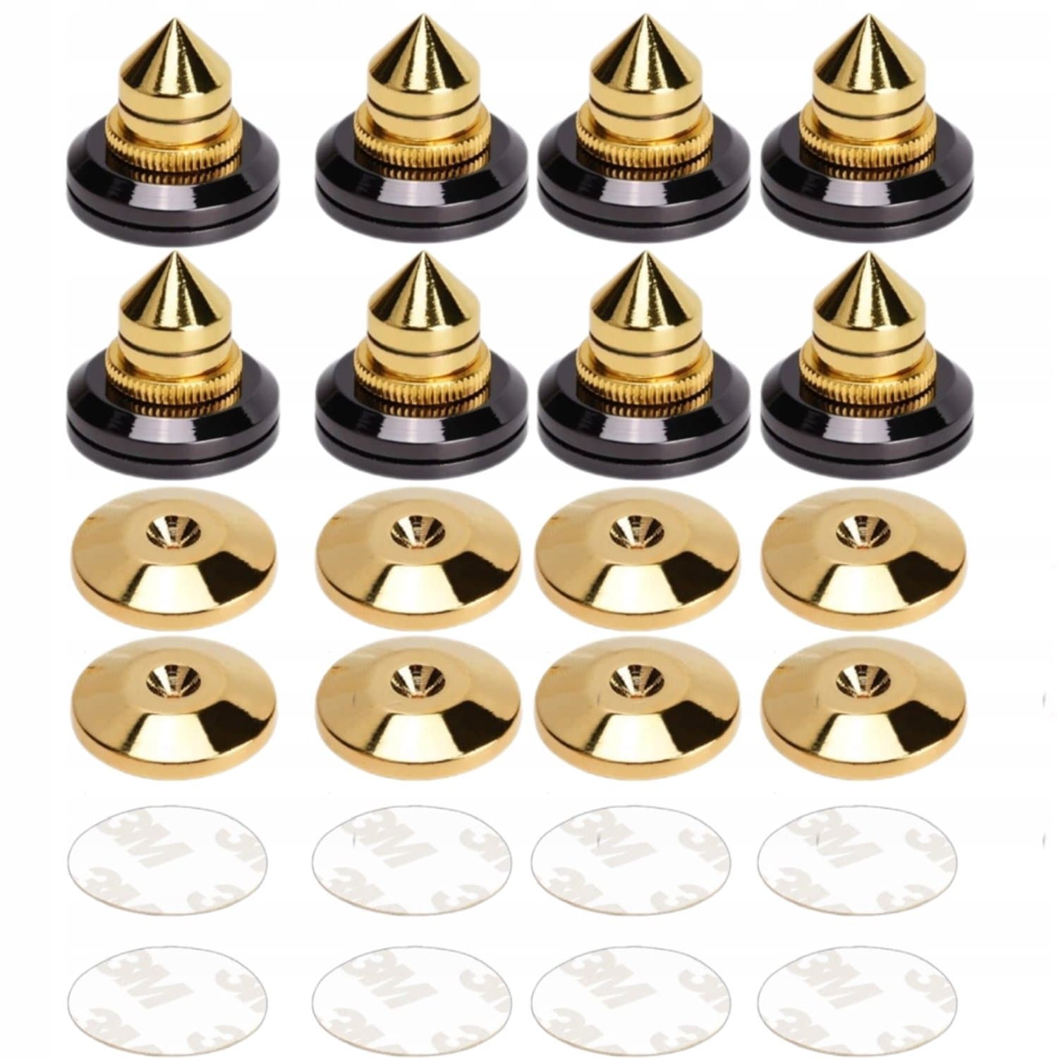 8x Merkloze Luidspreker Stand Spikes met Pads, Goud