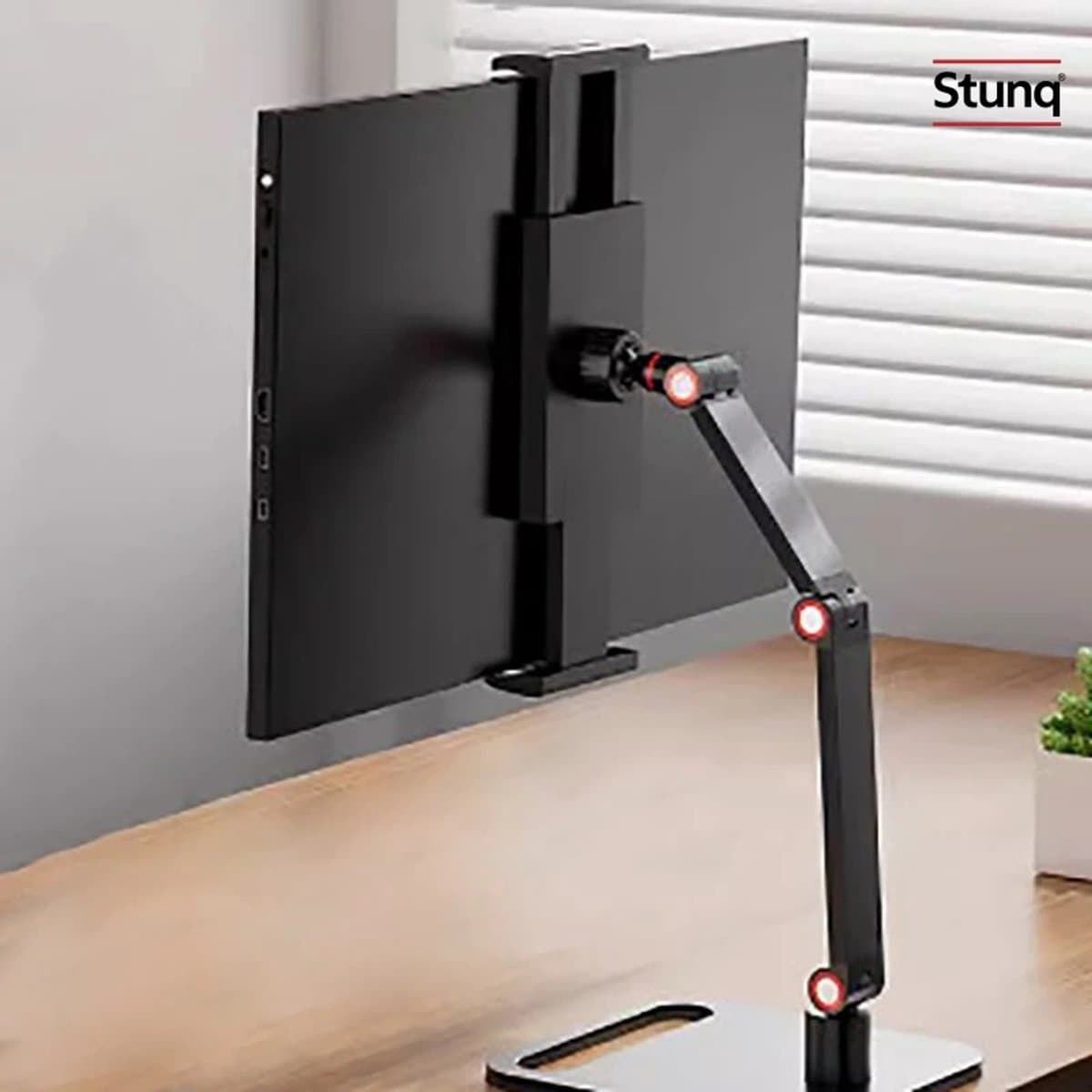 Stunq® Metalen Monitorarm voor 16 inch Draagbare Monitor – VESA, 360° Verstelbaar, Zwart