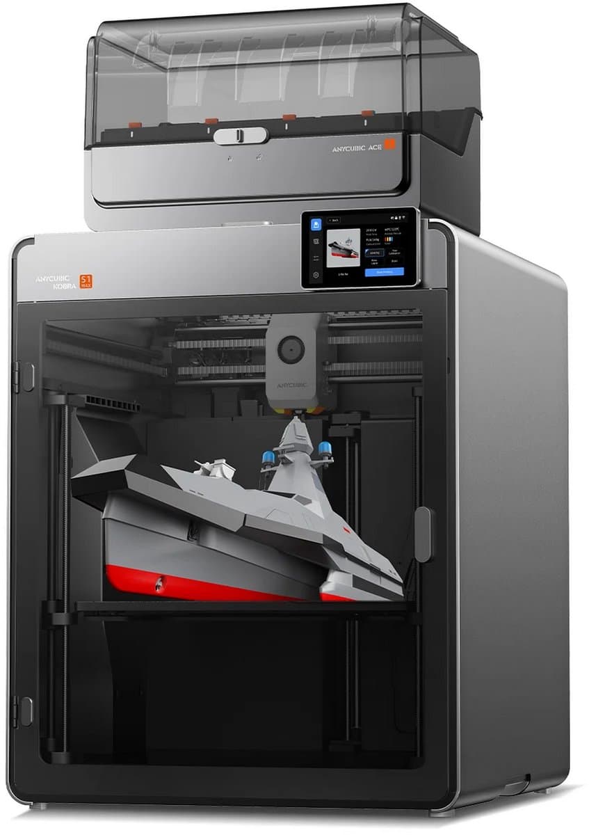 ANYCUBIC Kobra S1 Max Combo meerkleurige 3D-printer, 16-kleurenprinten, volledig afgesloten CoreXY, 350×350×350 mm groot formaat, verwarmde kamer van 65 °C, hotend van 350 °C