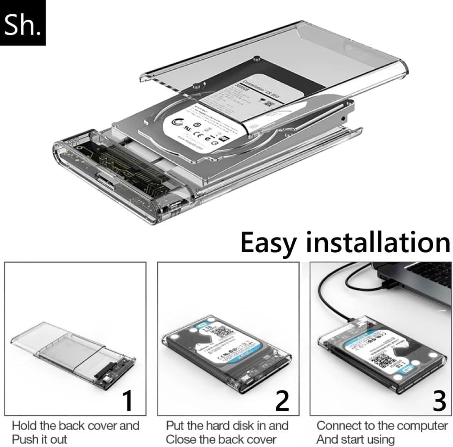 Transparante 2.5" Externe Harde Schijf Behuizing - USB 3.0, 5Gbps UASP