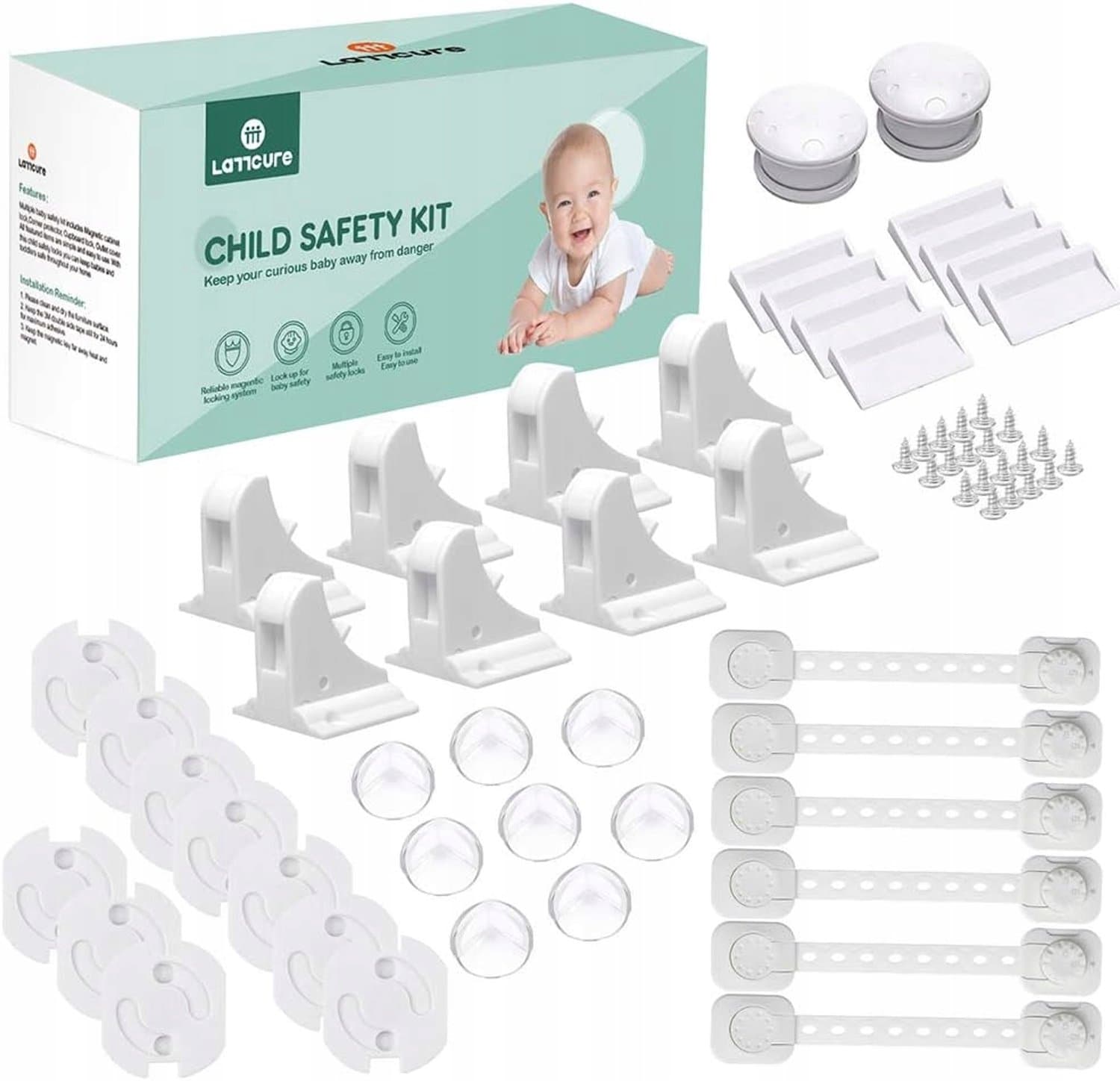 Kinderveiligheid Set: 26 Delig met Hoekbeschermers, Slotjes & Stopcontactbeveiliging