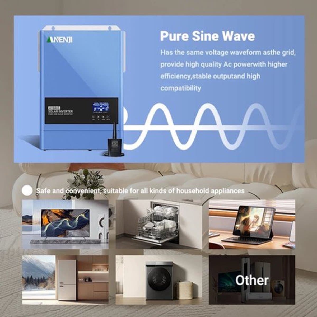 Hybride Solar Omvormer – Zonne-omvormer – Netgekoppelde Omvormer – Off-grid Omvormer – Power Inverter – 4,2 kW – Ingebouwde MPPT en WiFi Monitoring