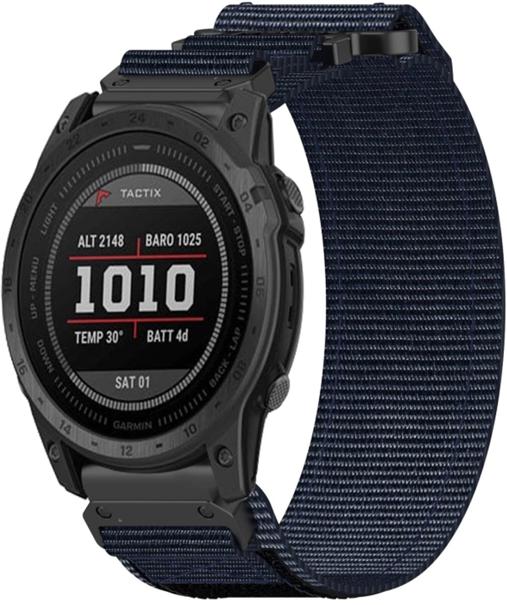 Voor Garmin Tactix 7 Pro 26 mm nylon klittenbandsluiting horlogeband (blauw)