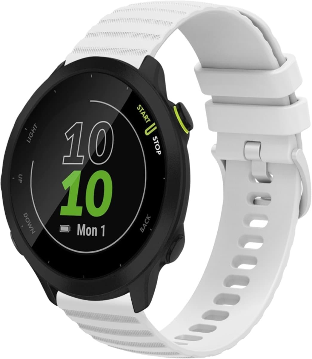 Voor Garmin Forerunner 55 20mm golvend stippatroon effen kleur siliconen horlogeband (wit)