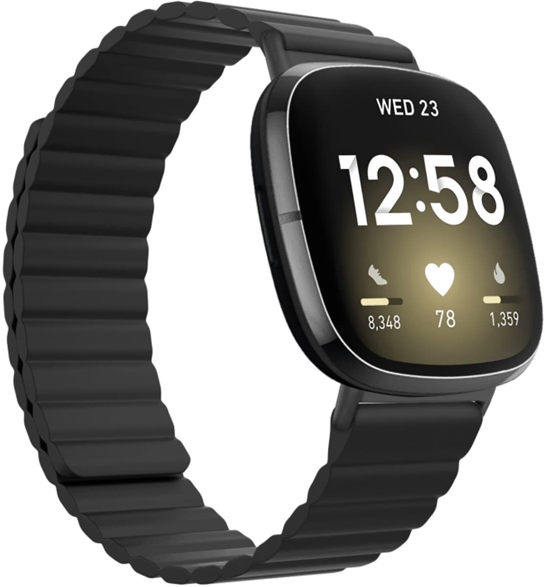 Voor Fitbit Versa 3 / Sense universele magnetische siliconen horlogeband (zwart)