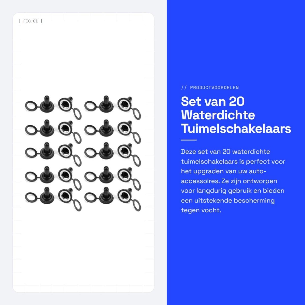 Dailygoods - Set van 20 Waterdichte Tuimelschakelaars voor Auto