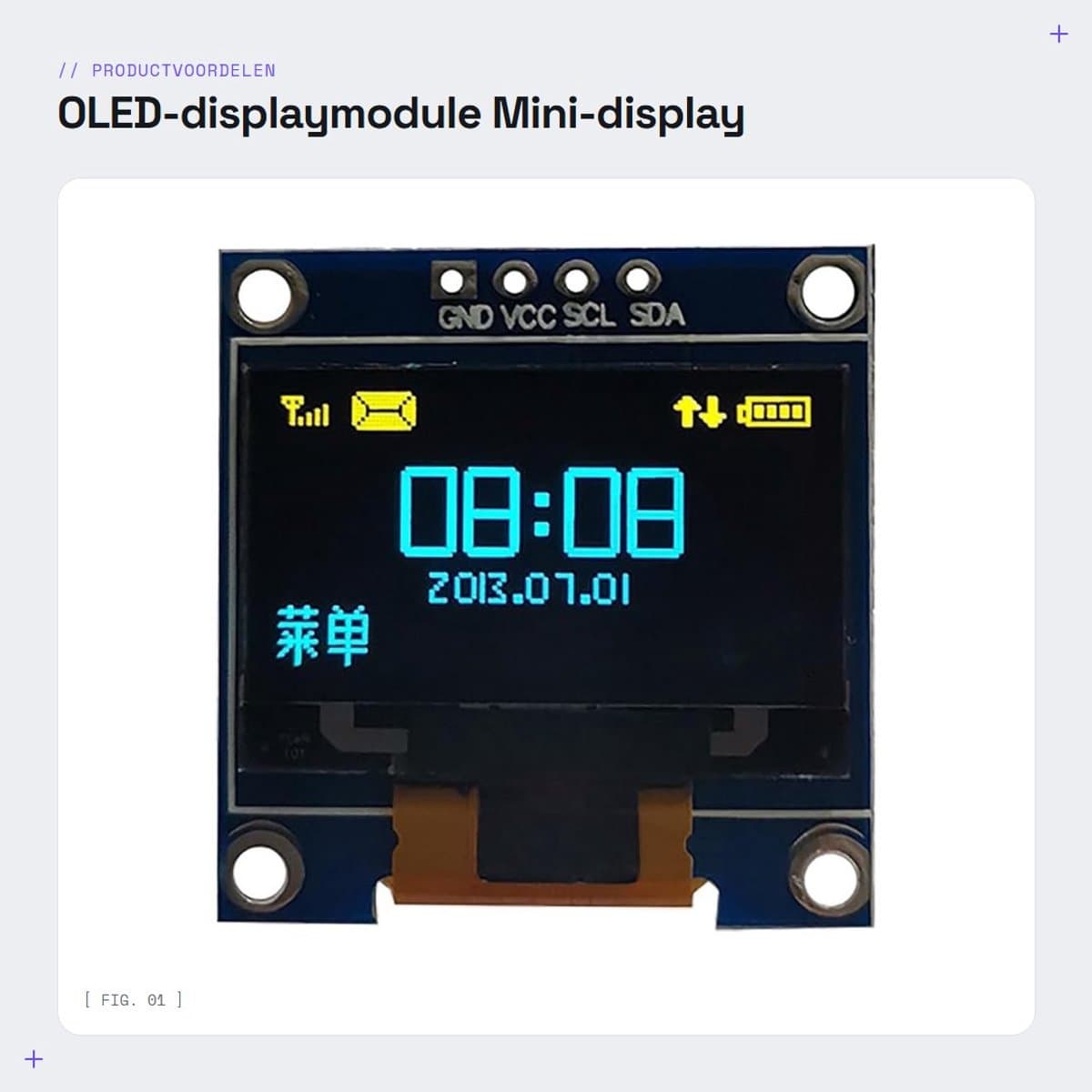 Dailygoods- OLED-display Geelblauw 128x64 Pixels - Mini Zelflichtend Displaybord - IIC/I2C Serieel Display - Compatibel met Arduino - Schokbestendig - Geavanceerde SSD1315 Technologie - Displaymodule
