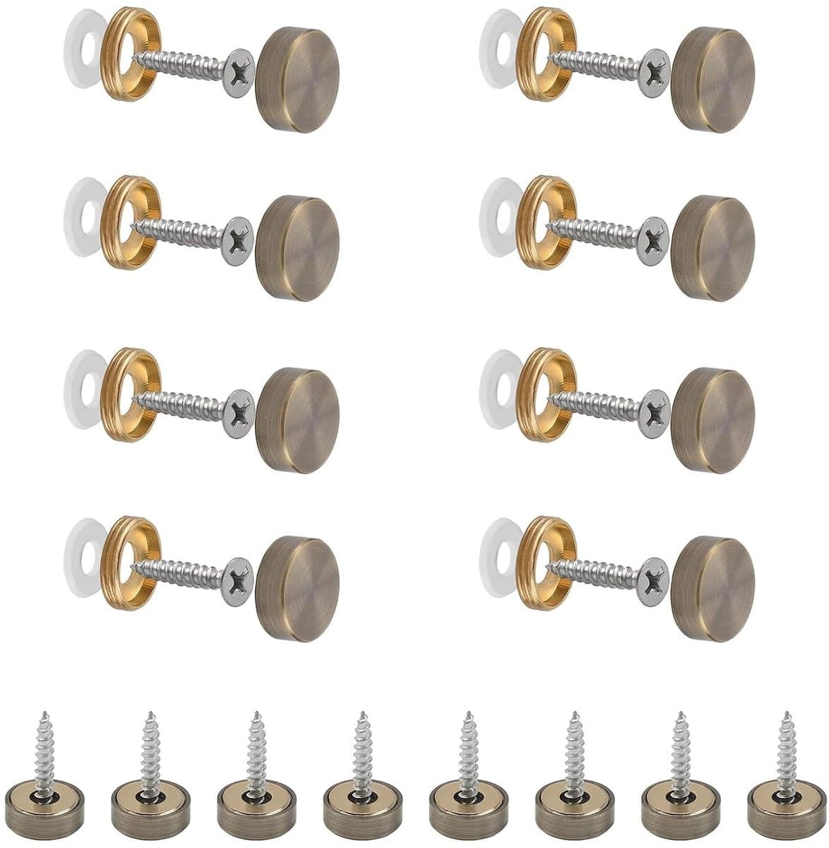 Decoratieve Spiegelschroeven, 8 Stuks 18mm Messing Hoofddeksels, Eenvoudig te Installeren Bevestigingsmiddelen voor Badkamerspiegels en Wandpanelen