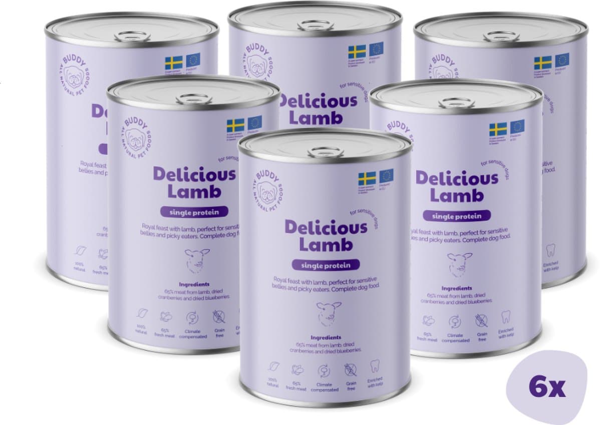 BUDDY natvoeding Delicious Lamb 400 gr. - per 6 stuks