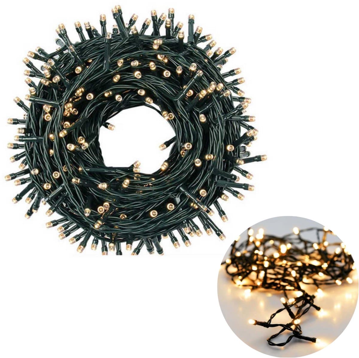 Cheqo® Kerstboomverlichting voor Binnen en Buiten - Kerstverlichting - Kerstdecoratie - Lichtsnoer - LED-Verlichting - 720 LED - 54 Meter - Extra Warm Wit