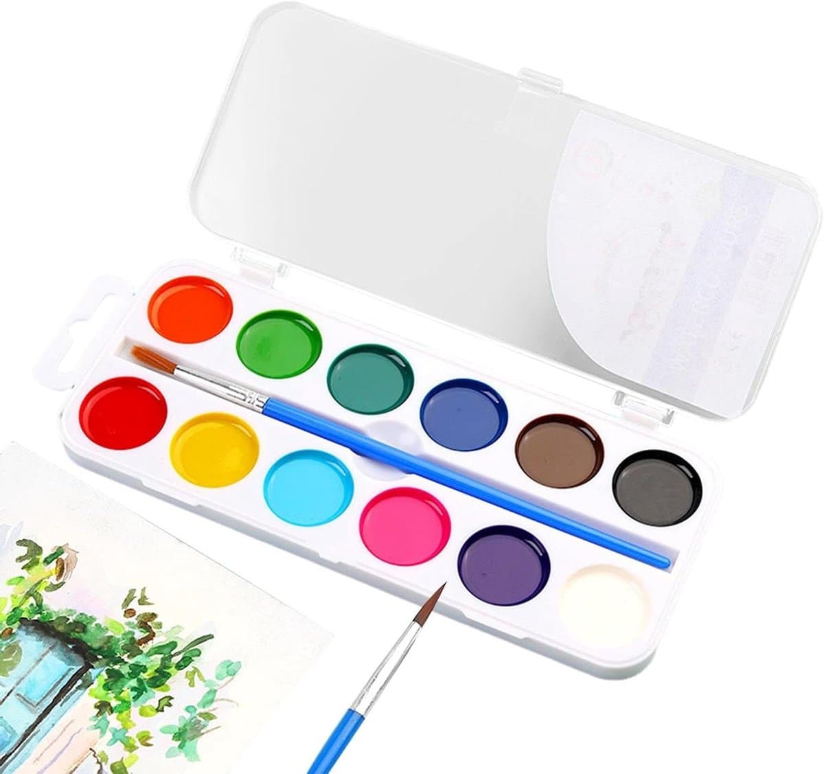 Aquarelverf Set Kinderen - Waterverf Palet - Creatief Schilderen - Hartvormig Ontwerp - 12 Kleuren - Veelkleurig
