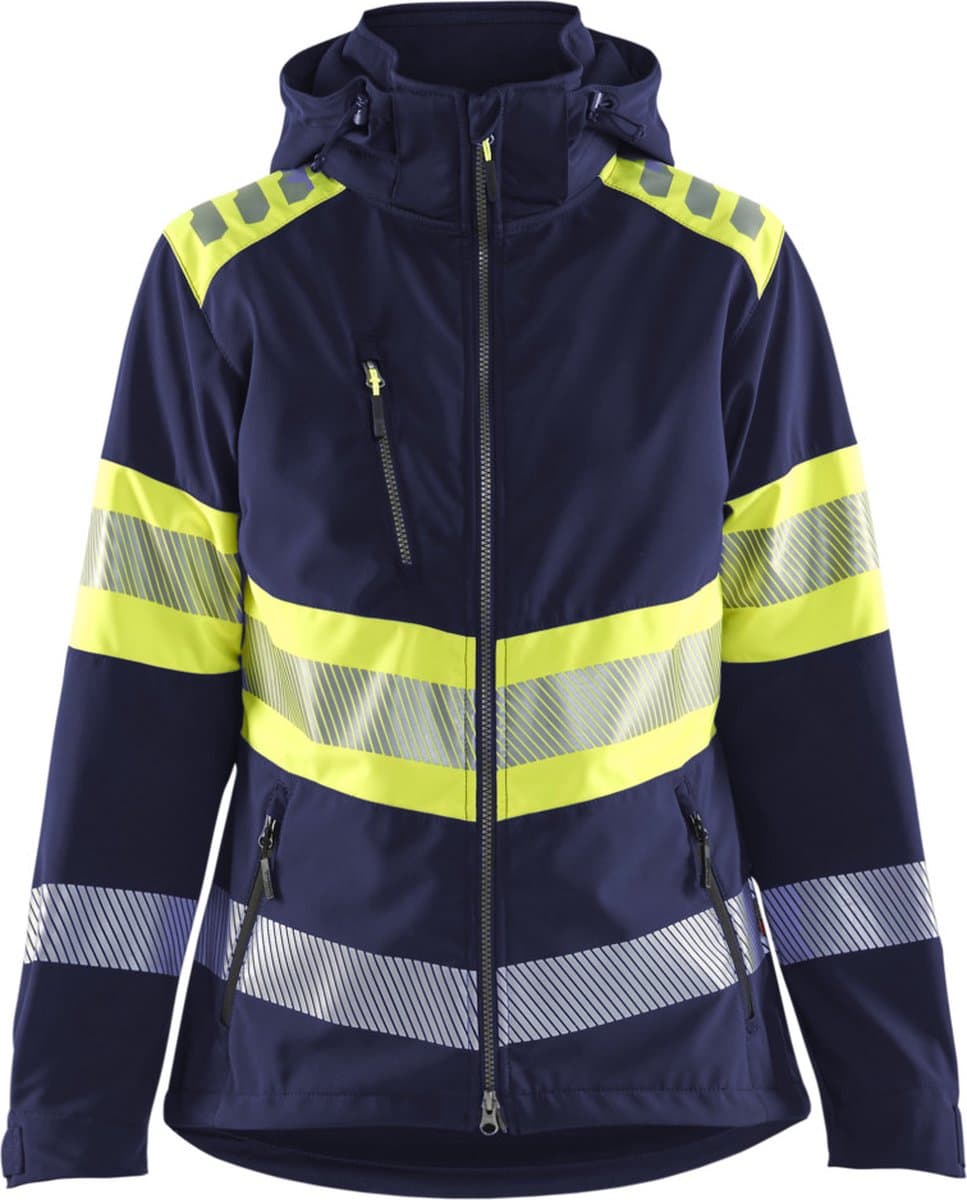 Blaklader 4404-2513 Dames Softshell Jack High Vis - Marine/High Vis Geel - S