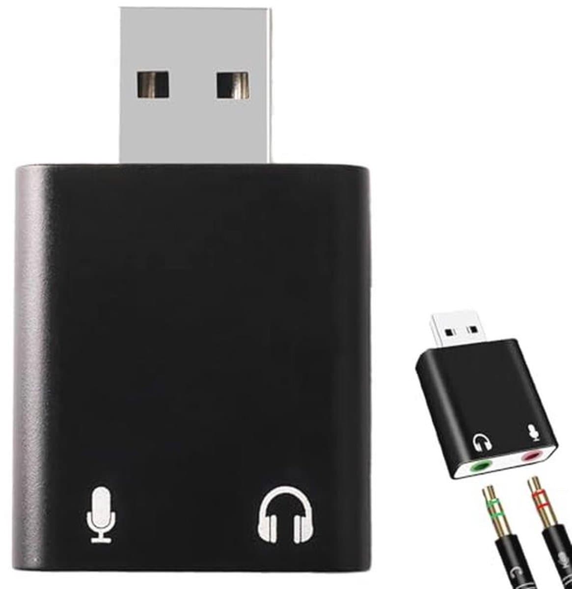 USB Geluidskaart Adapter - Stereo Audio Converter met Microfoon voor Gaming en Laptop