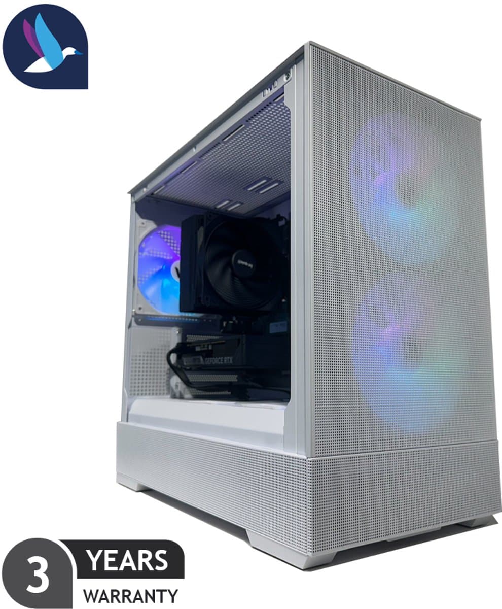 White Zalman Gaming PC - AMD Ryzen 7 8700F - NVIDIA RTX 5060 Ti - 32 GB RAM - 1 TB SSD